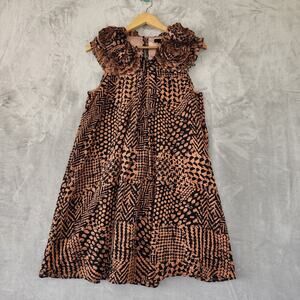 Ryu Anthropologie Dress Womens Medium Patchwork Houndstooth Satin Rosettes 3D